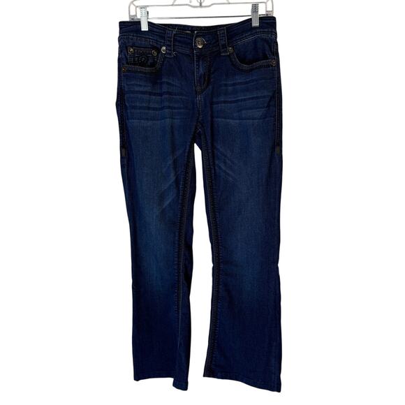 Seven Dark Blue Flare Bootcut Cotton Blend Low Rise Denim Jeans Pants Size 6 - Picture 1 of 9